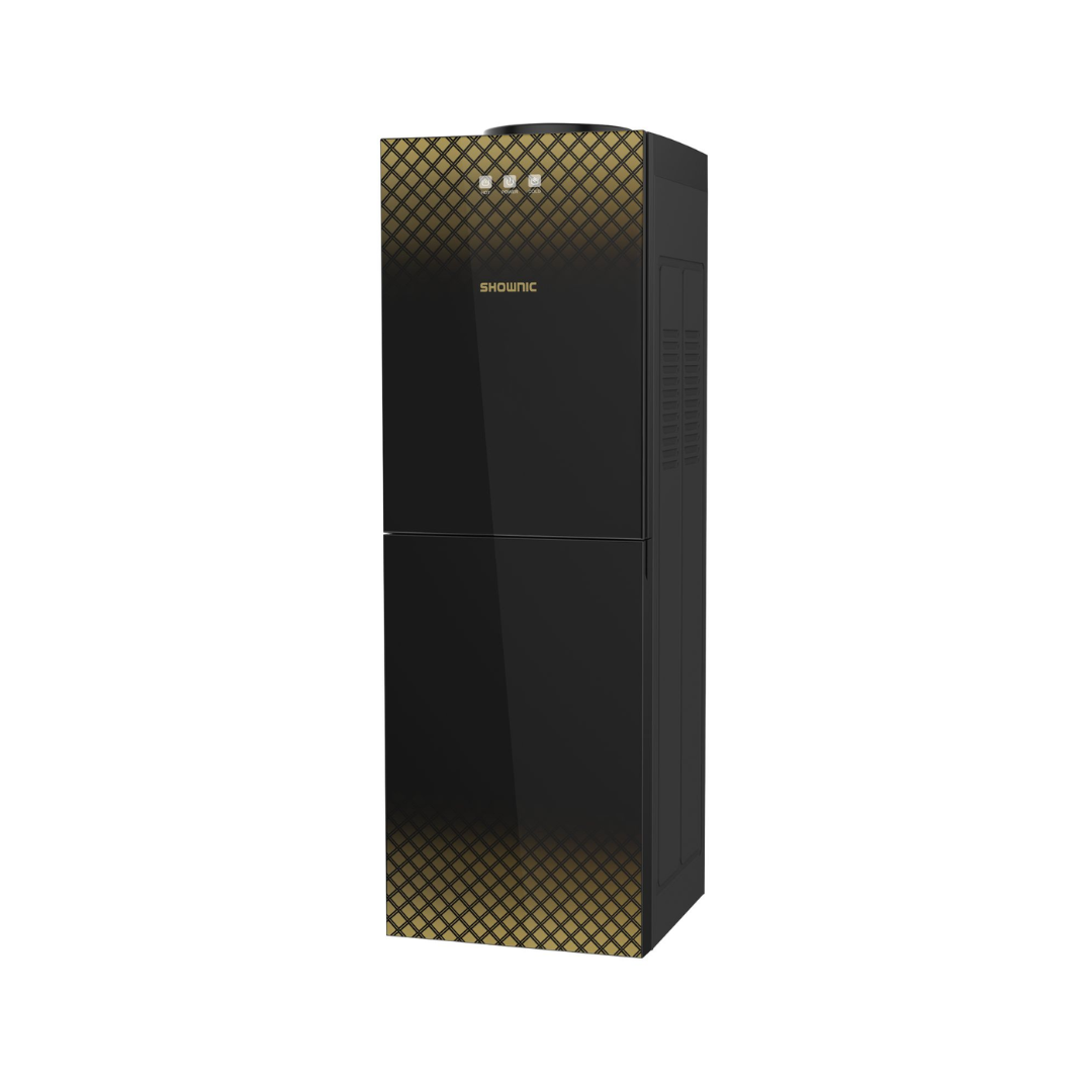 Shownic YT-R390GB Shownic Front Refrigerator – Black | براد مياه اسود مع ثلاجة شونك أمامية