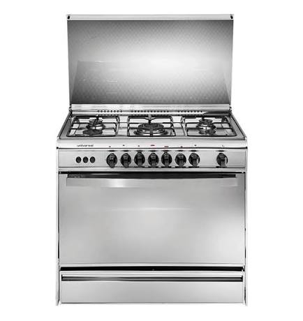 طباخ يونفرسال 8905GX جلامور فل مواصفات بوري عيون نحاس Universal 8905GX Glamour cooker, fully equipped, gas, with copper burners.