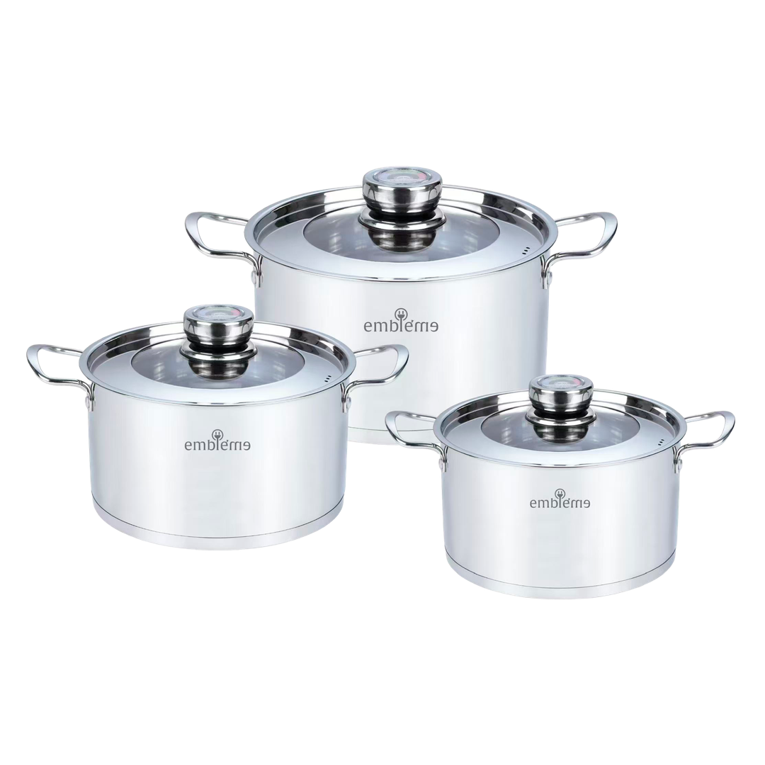 طقم أواني طبخ ستانلس ستيل 18/8 – 3 قطع 18/8 Stainless Steel Cookware Set – 3 Pieces