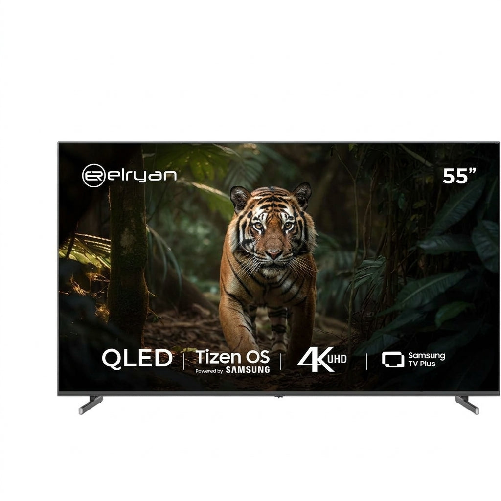 شاشة الريان الذكية QLED5514H2TIZEN – 55 بوصة – الفئة المتميزة (Premium Series) – ذكية – نظام Tizen OS من سامسونج – دقة 4K UHD ELRYAN QLED5514H2TIZEN QLED - 55" - Premium series - Smart - Tizen OS powered by SAMSUNG- 4K UHD