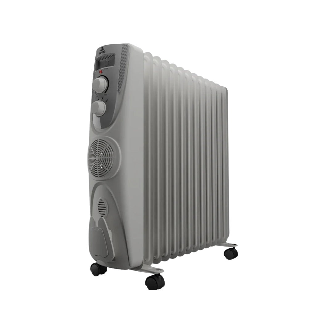 Evvoli Oil Heater W – 13 Fins with Fan, 2500W, Adjustable Thermostat / (مدفأة زيتية إيڤولي موديل W – 13 ريشة مع مروحة، 2500 واط)