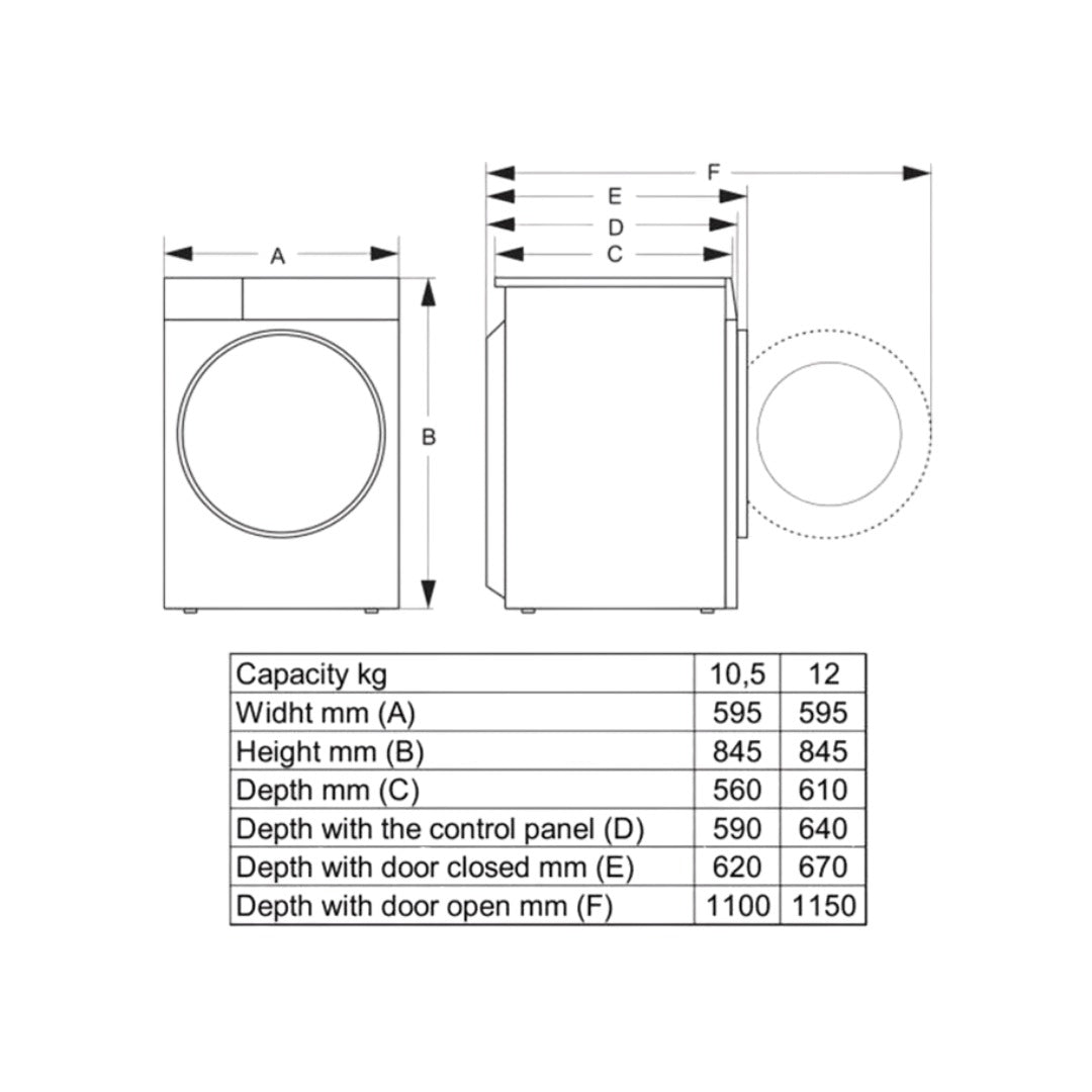 غسالة ملابس باب جانبي 12 كغم – هايسنس HISENSE WD3S1043BT