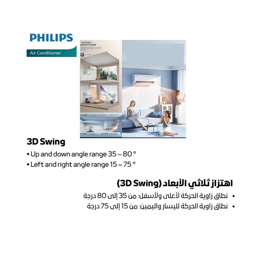 Philips 1.5 Ton Wall Mounted Split AC – Model: FAC18VD-Ab1CCA1TH – Cooling & Heating – Inverter