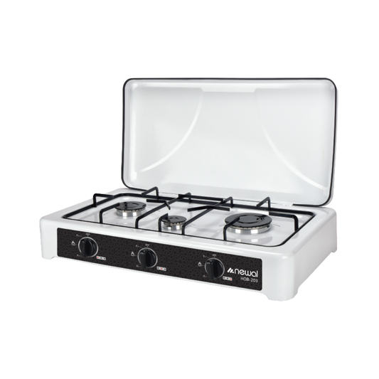 HOB-203-01 Gas Table Cooker | طباخ منضدي غاز 3 عيون – أبيض