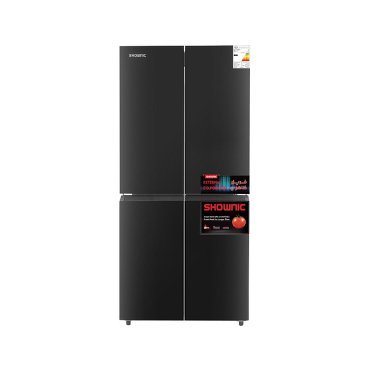 Shownic RM-560HBG 4-Door Refrigerator – No Frost Air Cooling (Black) | ثلاجة شونك 4 أبواب تبريد هوائي نوفروست – لون أسود