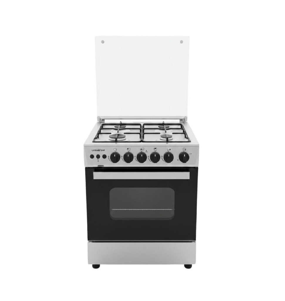 طباخ يونفرسال 5604 ستيل (الفرن شعلتين) مفتاحين منفصلين SFO Universal 5604 stainless-steel cooker (two-burner oven), with two separate knobs, SFO.