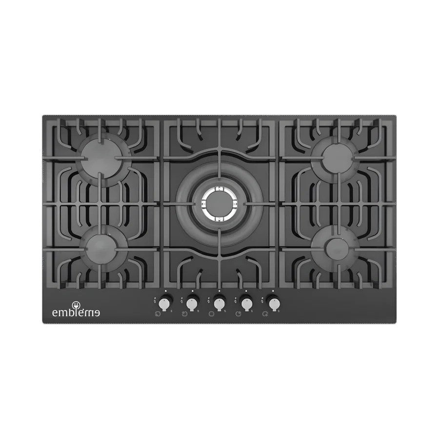 EM GS5E03 Embleme Built-In Gas Cooktop, 5 Burners, Black طباخ امبليوم بلت ان 5 مشاعل اسود