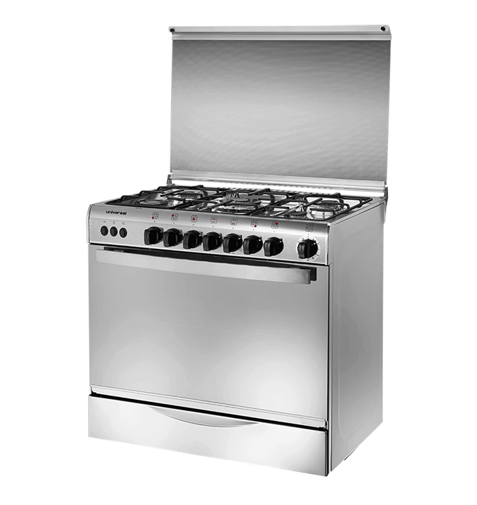 طباخ يونفرسال 8505I ستيل ايرون مع امان Universal 8505I cooker, stainless steel, with safety feature.