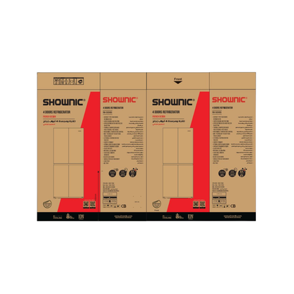 Shownic RM-560HBG 4-Door Refrigerator – No Frost Air Cooling (Black) | ثلاجة شونك 4 أبواب تبريد هوائي نوفروست – لون أسود