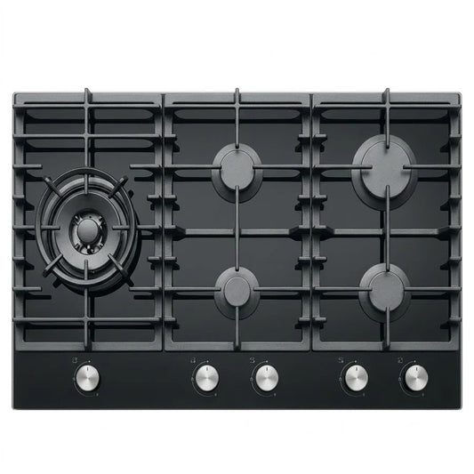 طباخ امبليوم بلت إن غاز 5 مشاعل زجاج أسود – Embleme Built-In Gas Cooktop, 5 Burners, Black Glass – EM 4EBEL
