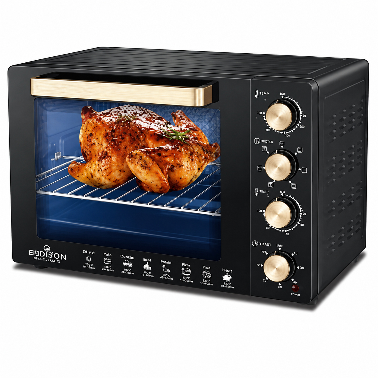 فرن كهربائي إمبليوم - 60 لتر - 2200 واط - EM-OV6089 - أسود Emblion Electric Oven – 60 Liters – 2200 Watts – EM-OV6089 – Black