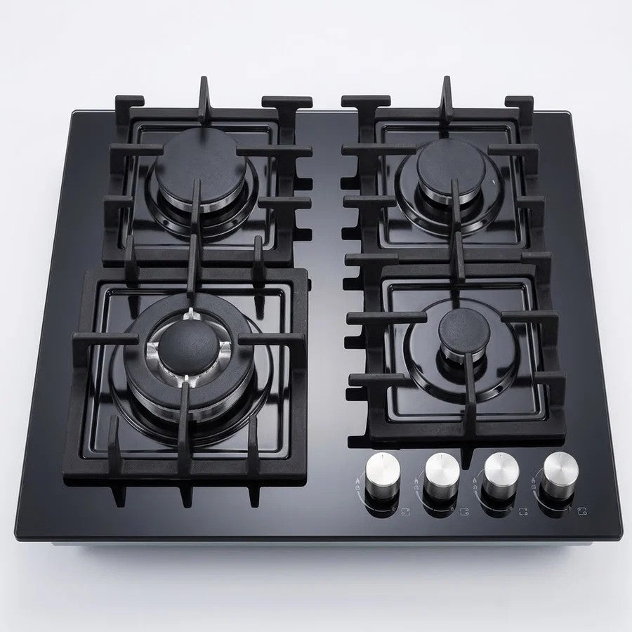 طباخ امبليوم بلت إن غاز زجاج أسود حجم 60 Embleme Built-In Gas Cooktop, Black Glass, 60 cm – EM GS4ESC
