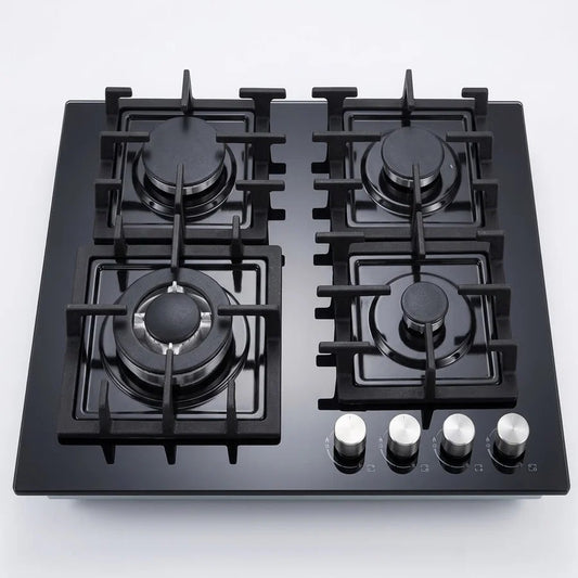طباخ امبليوم بلت إن غاز زجاج أسود حجم 60 Embleme Built-In Gas Cooktop, Black Glass, 60 cm – EM GS4ESC