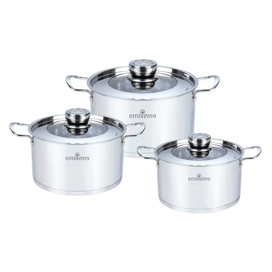 طقم أواني طبخ ستانلس ستيل 18/8 – 3 قطع 18/8 Stainless Steel Cookware Set – 3 Pieces