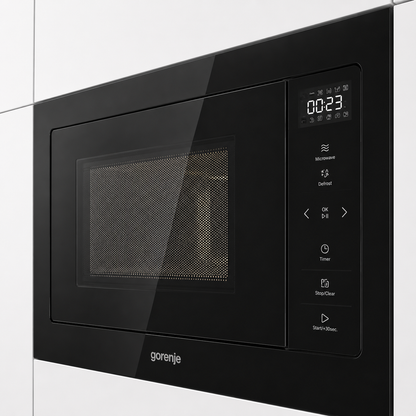 فرن غورينجي مدمج مع ميكروويف وشواية – 25 لتر – أسود – موديل BM251SG2BG Gorenje Built-in Microwave Oven with Grill – 25 L – Black – Model BM251SG2BG