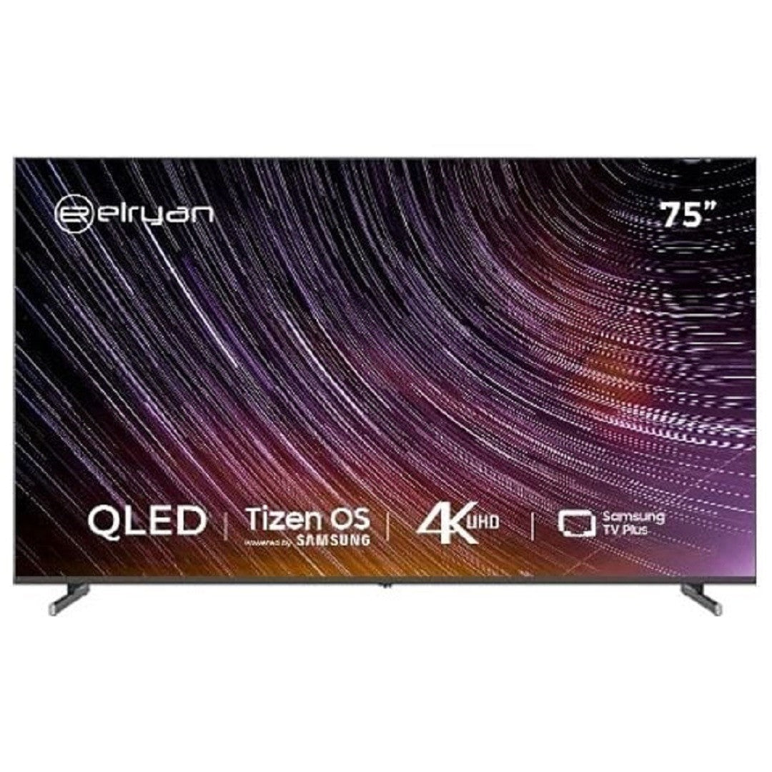 شاشة الريان QLED7514H2TIZEN - 75 انج - 4K - QLED - سمارت - 60 هيرتز - Tizen - اسود - بدون إطار ELRYAN QLED7514H2TIZEN Smart TV – 75 Inch – QLED – 4K UHD – 60Hz – Tizen OS – Frameless – Black