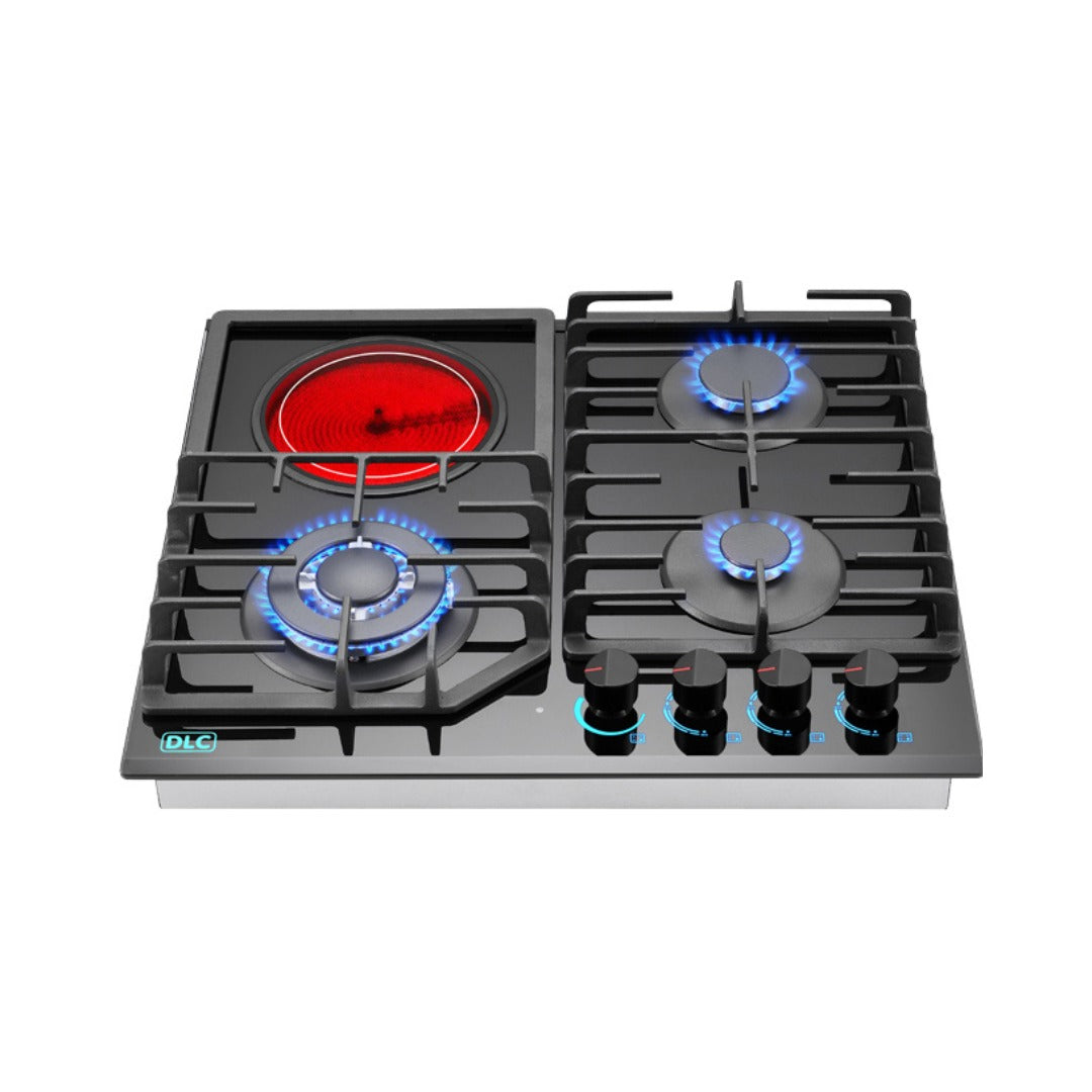 DLC D-60G4001 – Built-In Gas & Electric Cooker – 3 Gas Burners + 1 Laser – Black Glass – D2199