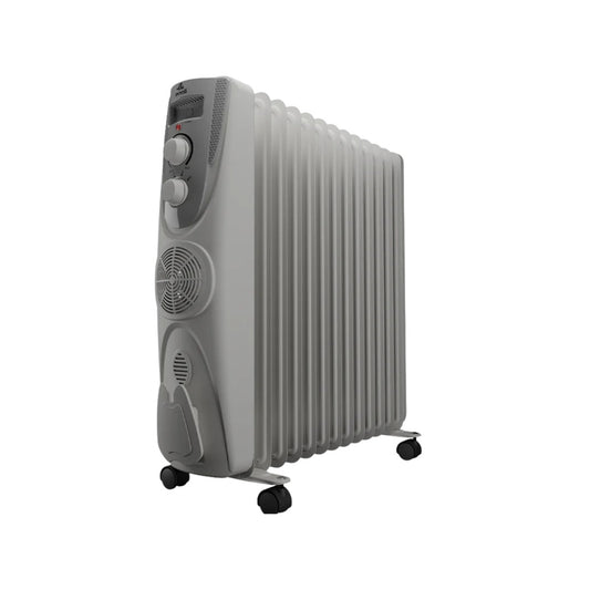 Evvoli Oil Heater W – 13 Fins with Fan, 2500W, Adjustable Thermostat /  (مدفأة زيتية إيڤولي موديل W – 13 ريشة مع مروحة، 2500 واط)