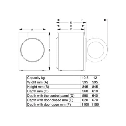 غسالة ملابس باب جانبي 12 كغم – هايسنس HISENSE WD3S1043BT
