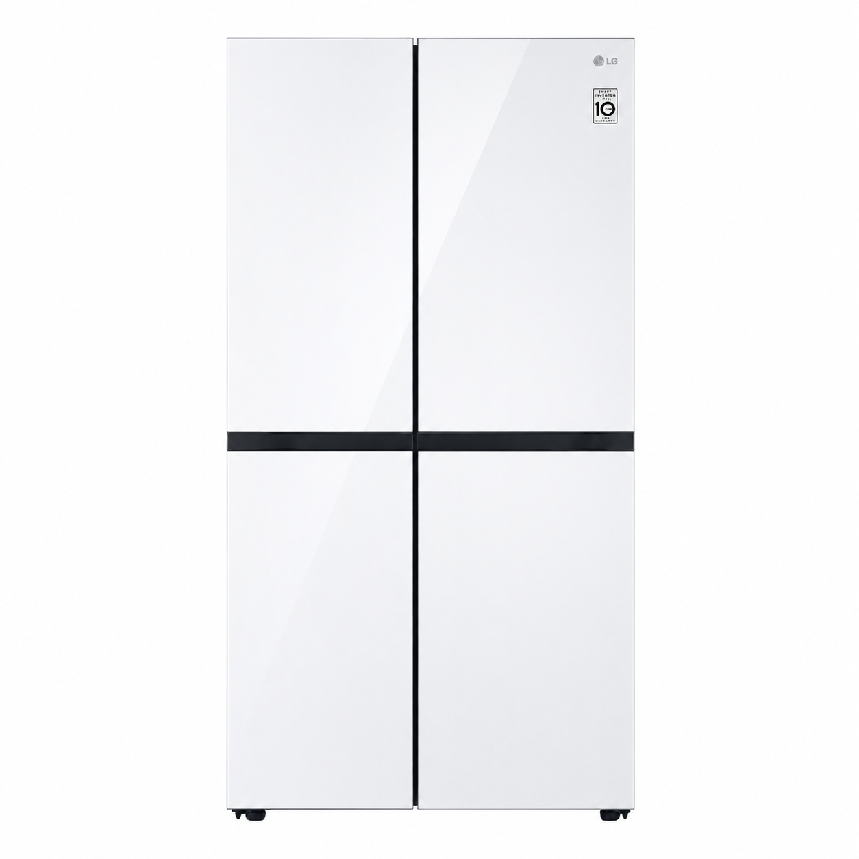 LG ثلاجة سايد باي سايد ابيض زجاجي LG Side-by-Side Refrigerator – White Glass