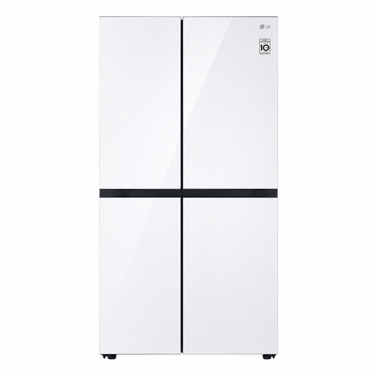 LG ثلاجة سايد باي سايد ابيض زجاجي LG Side-by-Side Refrigerator – White Glass